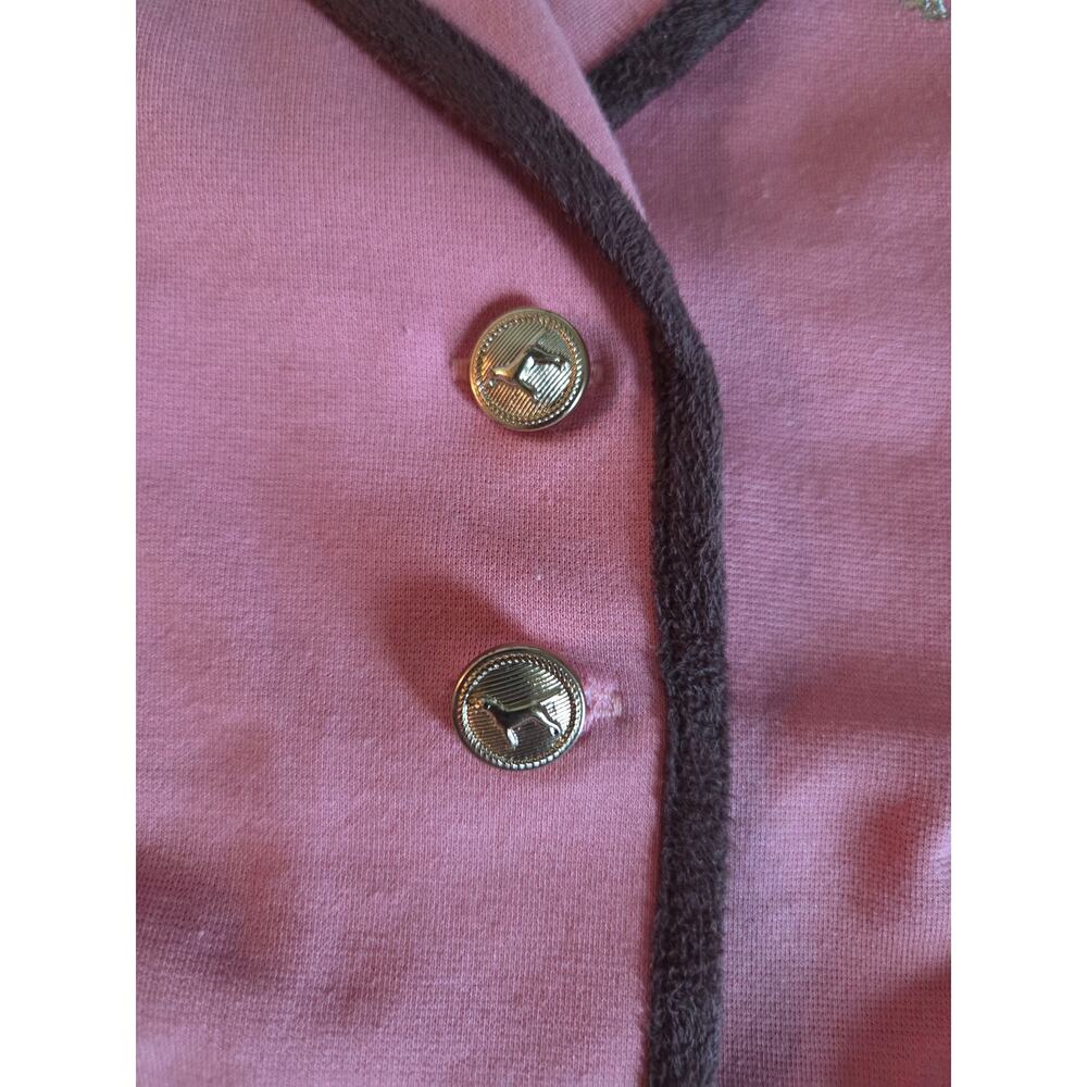 Janie and Jack Pink Peplum Blazer Jacket Gold Dog Crest 12-18 Months Equestrian - Picture 5 of 7